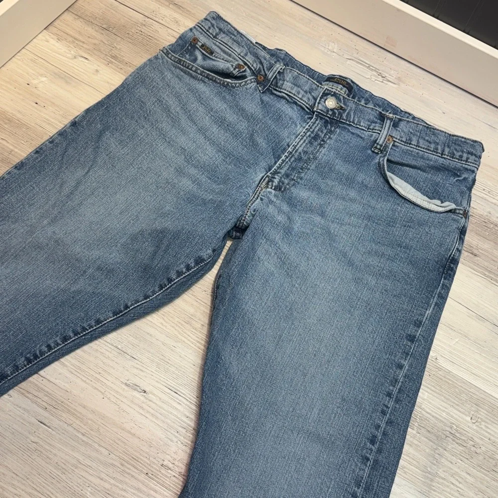 Polo Ralph Lauren Jeans Mens 38x32 Hampton Relaxed Straight Blue Denim Zip Pants